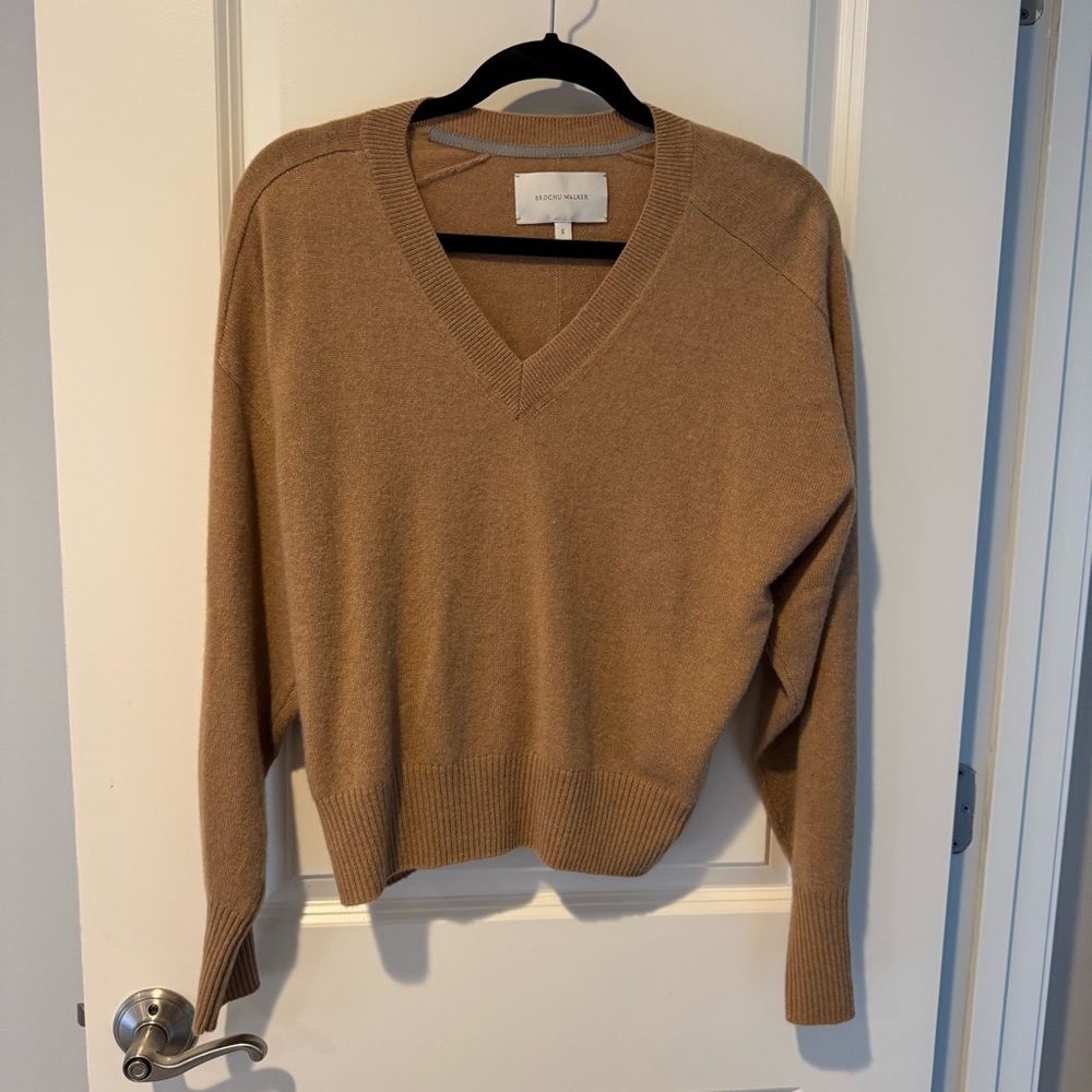 Brochu Walker The Ennes Ruched Cashmere Sweater Toffee Mélange | S - Picture 5 of 8